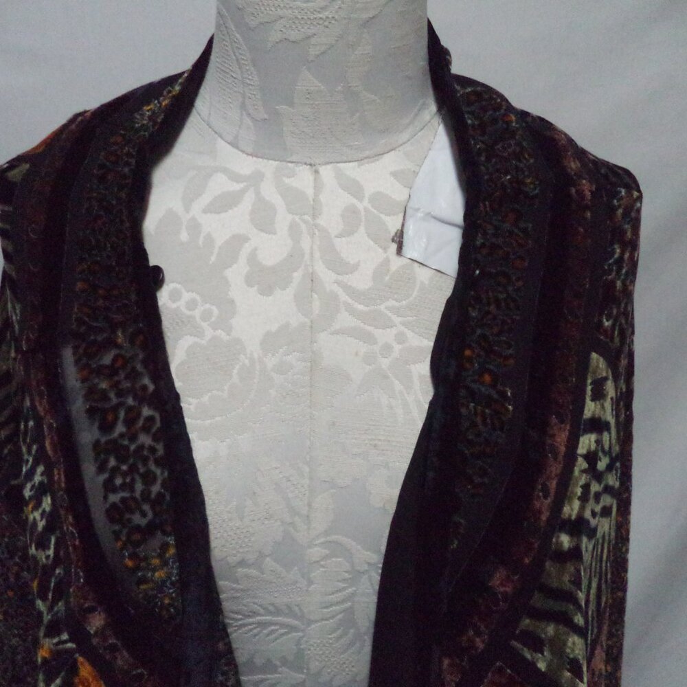 Carole Little Vintage Y2K Velvet burnout Duster Cardigan Cover-Up Shawl Size 14 - Picture 3 of 13